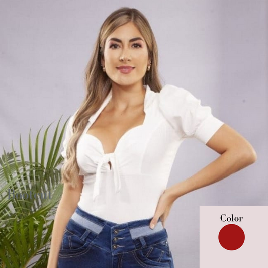 Kort puffermer bluse K-18041