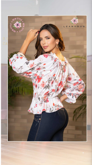 Bluse med Vide puffermer 210278