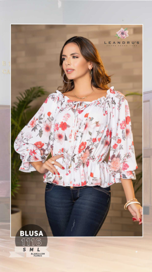Bluse med Vide puffermer 210278