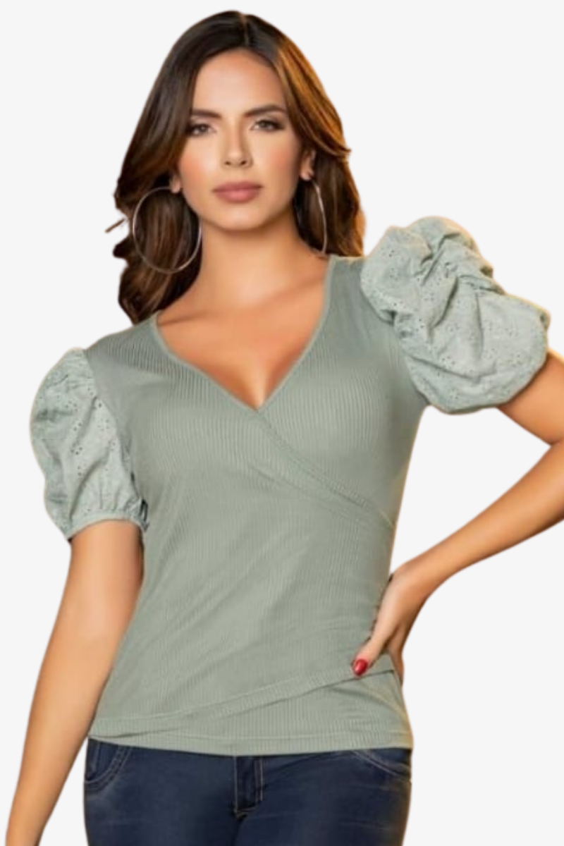 Kort puffermer Bluse  210273