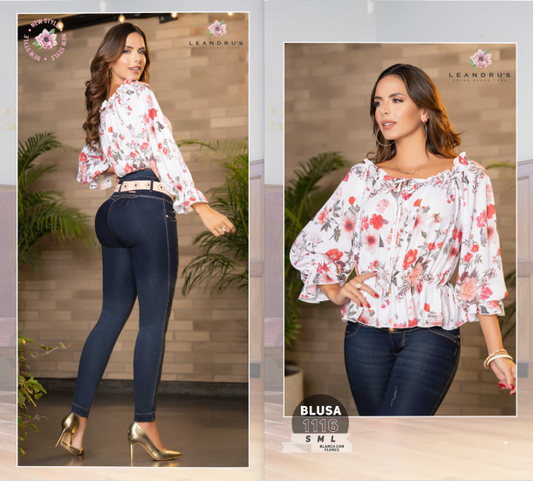 Bluse med Vide puffermer 210278